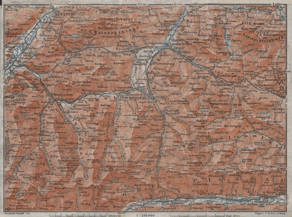 WÖRGL/KITZBÜHEL environs. Söll Brixen Kirchberg St Johann Tyrol Tirol  1923 map