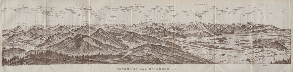 PANORAMA VOM GAISBERG. Salzburg. Salzach valley. Austria Österreich 1923 map