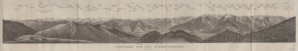 PANORAMA from/vom SCHMITTENHÖHE. Kitzbühler Alpen Tirol Österreich 1923 map
