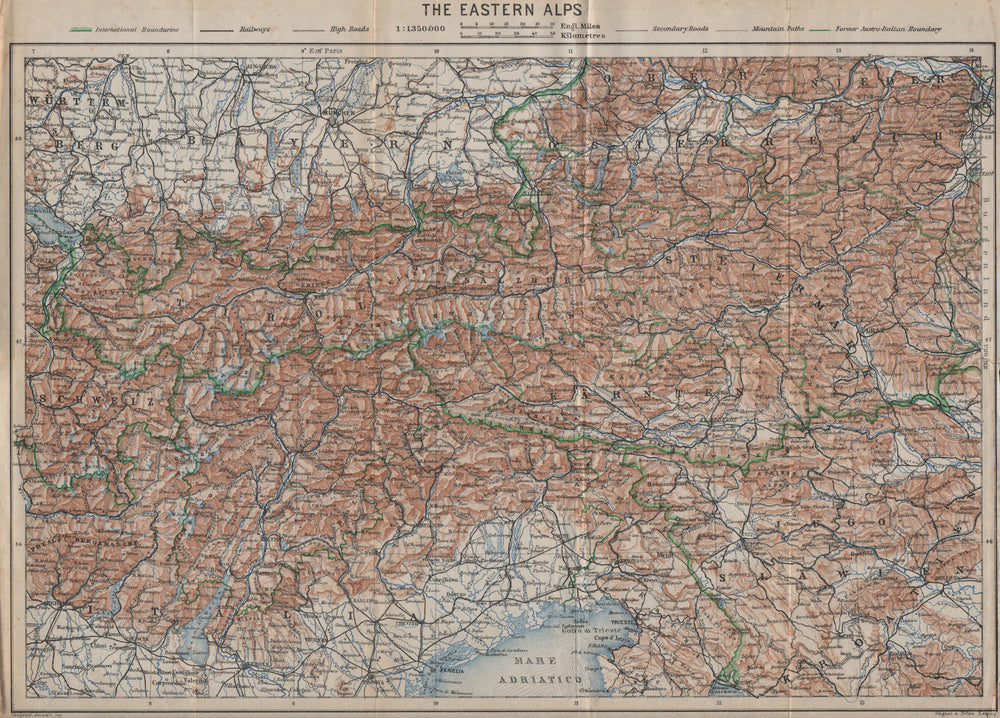 EASTERN ALPS. OSTALPEN topo-map. Austria Österreich Italy Tirol Tyrol 1927