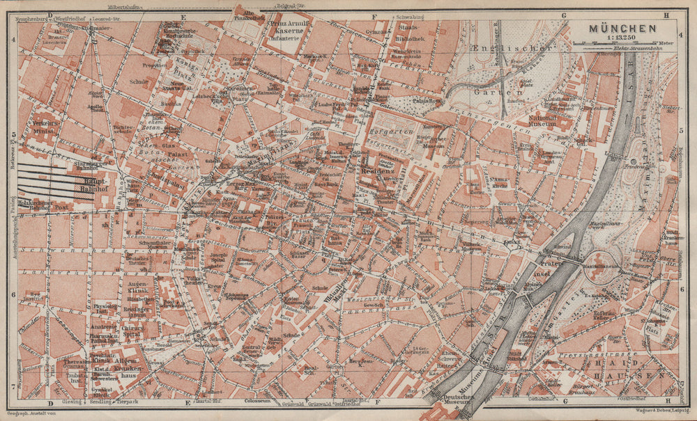 MUNICH / MÜNCHEN town city plan. Bayern Bavaria Germany Deutschland 1927 map