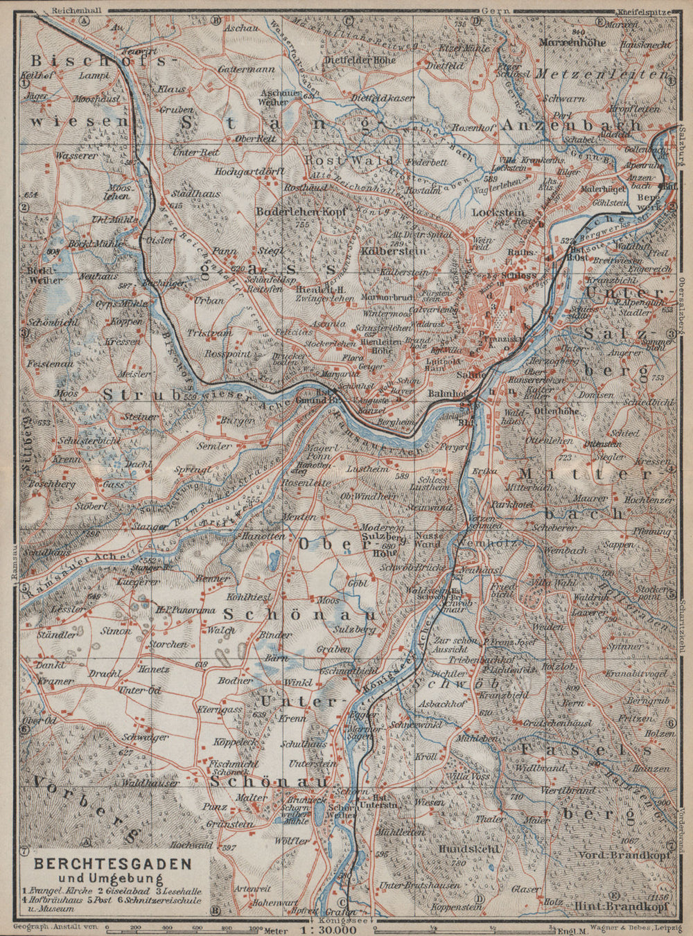 BERCHTESGADEN und umgebung/environs. Oberbayern Germany Deutschland 1927 map