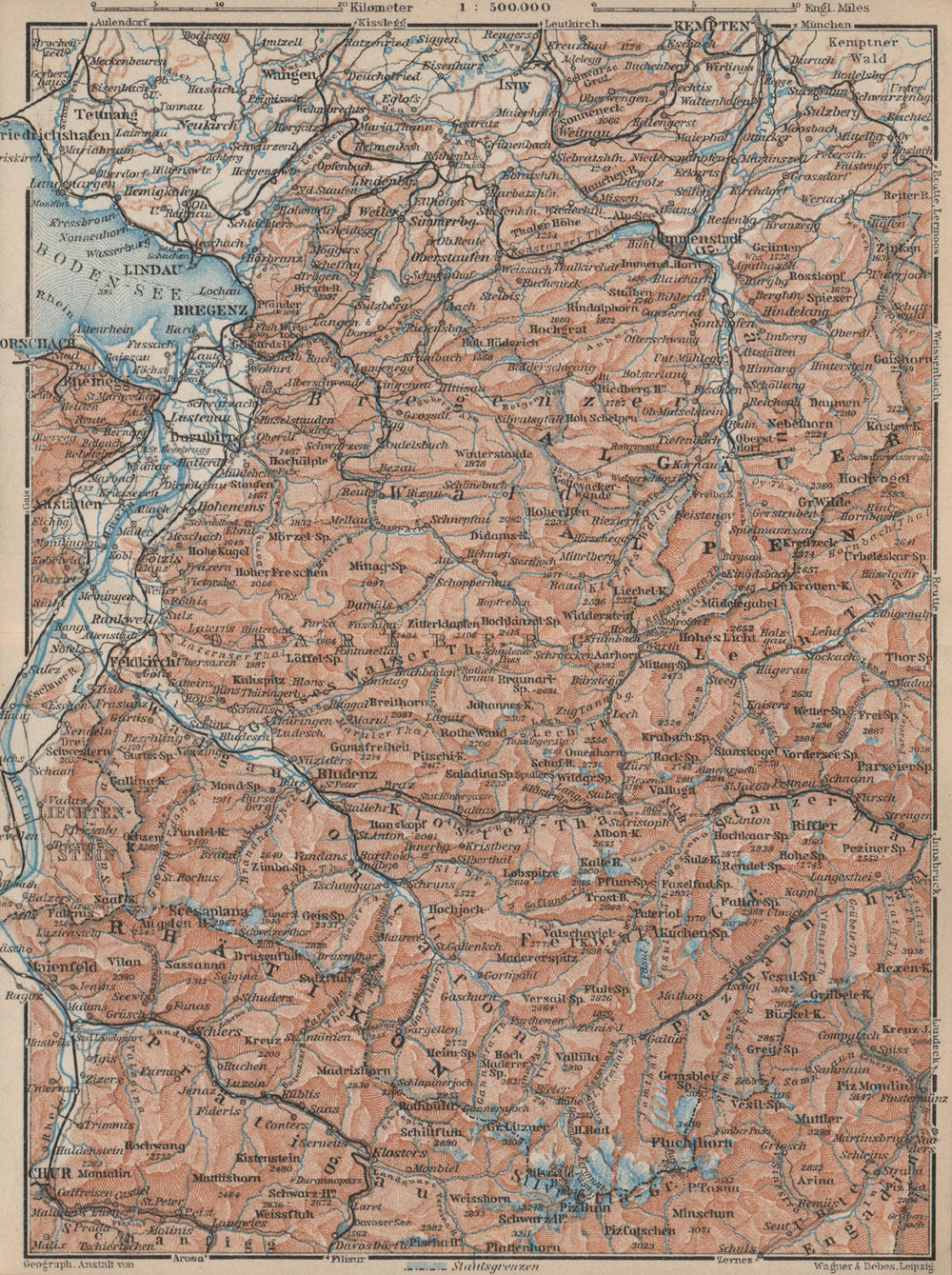 VORARLBERG & BREGENZER WALD. Bludenz St Anton Zürs Lech See Ischgl 1927 map
