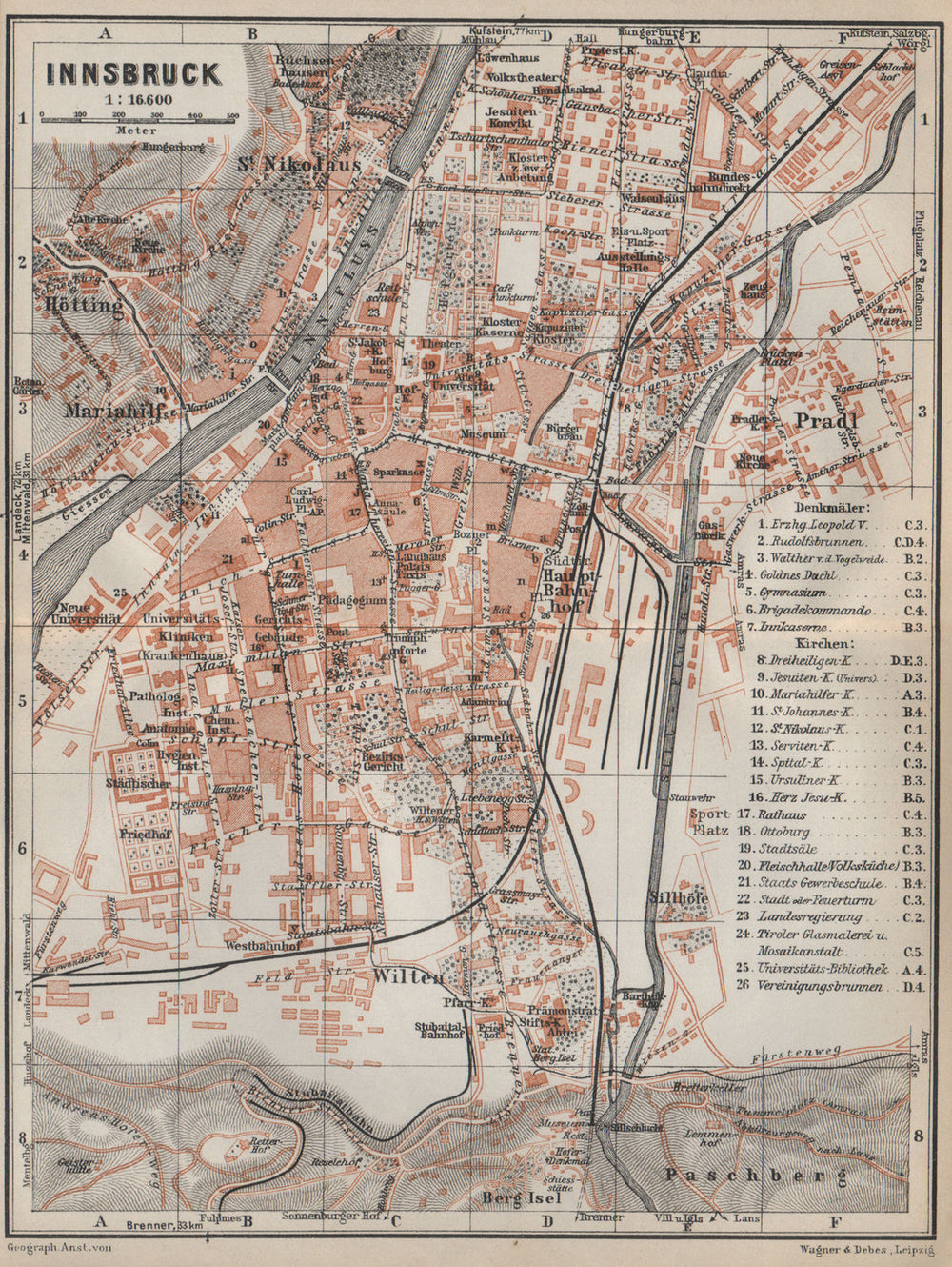 INNSBRUCK vintage town city plan stadtplan. Austria Österreich karte 1927 map