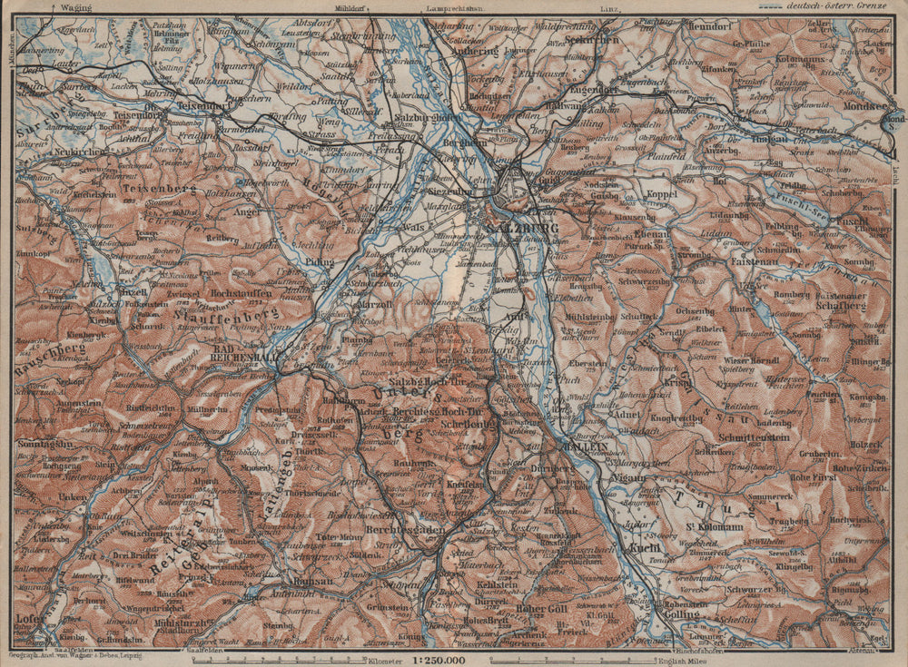 SALZBURG environs. Berchtesgaden Faistenau Seekirchen Reichenhall 1927 old map