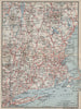 RAILWAY MAP OF THE NEW ENGLAND STATES. USA. BAEDEKER 1909 old antique