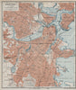 BOSTON town city plan. Cambridge Brookline Roxbury Massachusetts 1909 old map