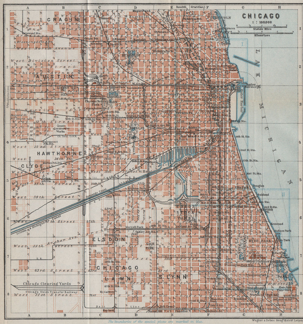 CHICAGO town city plan. Illinois. Lawn Elsdon Austin Lynn Clyde Cragin 1909 map