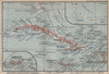 CUBA PUERTO RICO Jamaica Haiti. Caribbean. BAEDEKER 1909 old antique map chart