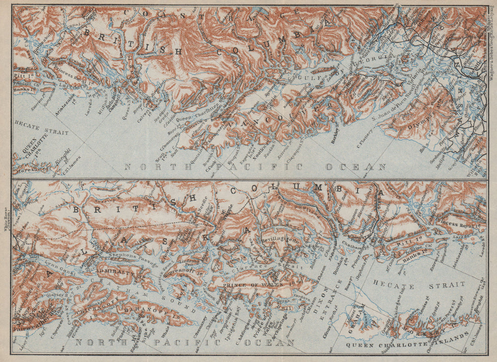BRITISH COLOMBIA & ALASKA COAST. Vancouver & Queen Charlotte Islands 1909 map