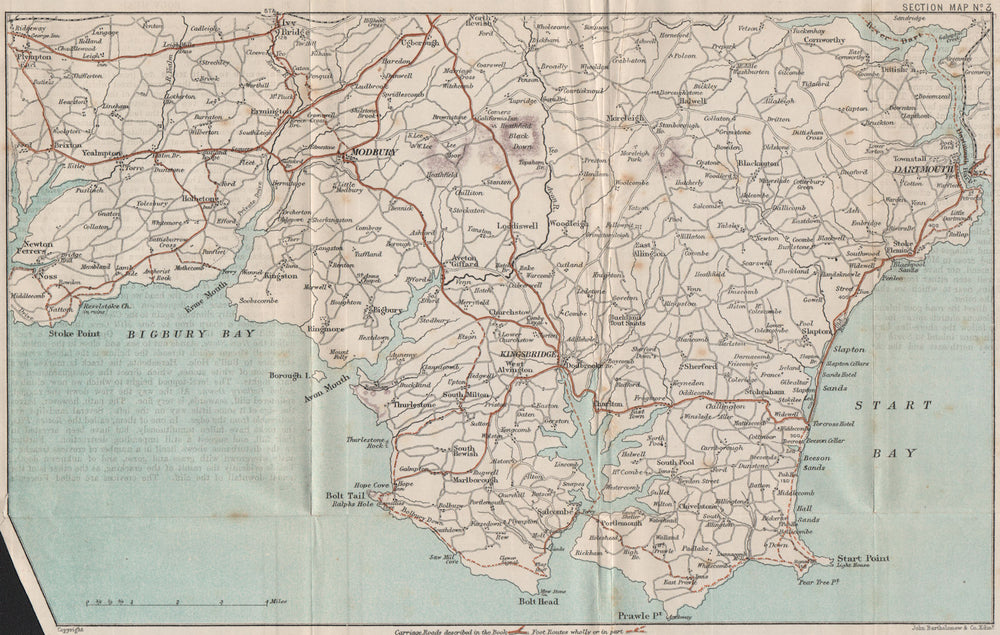 SOUTH HAMS, DEVON. Kingsbridge Salcombe Dartmouth Newton Ferrers 1889 old map