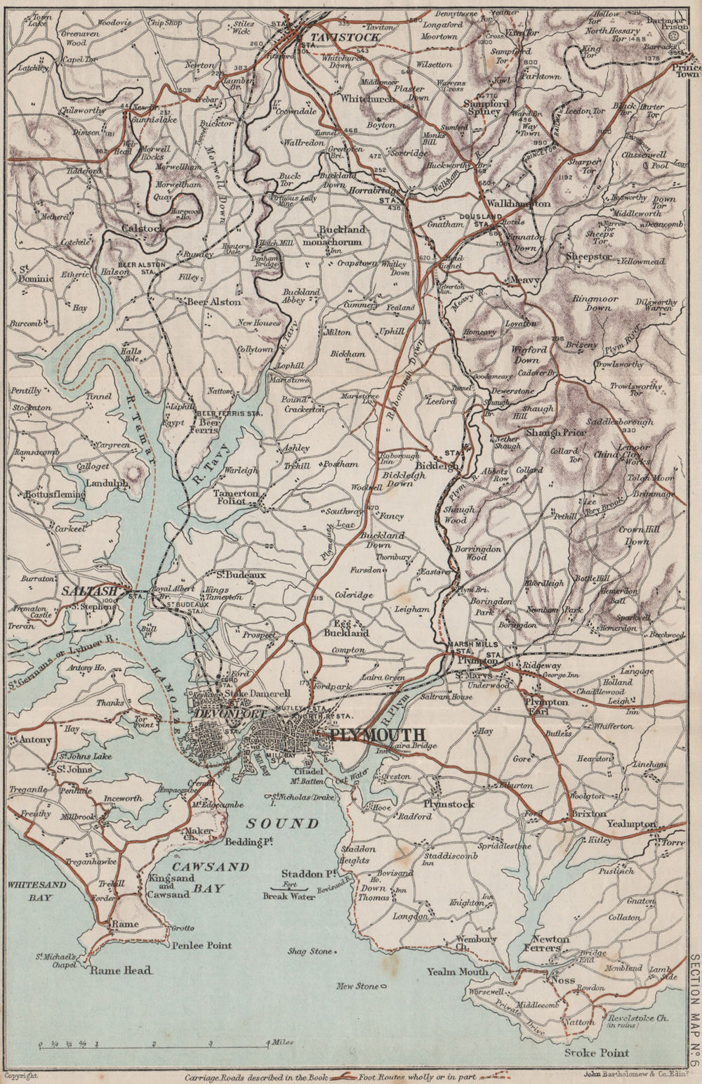 TAMAR ESTUARY. Plymouth Saltash Tavistock Plympton Rame Head 1889 old map