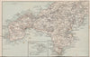 CORNWALL Penwith/Lizard peninsulas Lands End Penzance St Ives Falmouth 1889 map