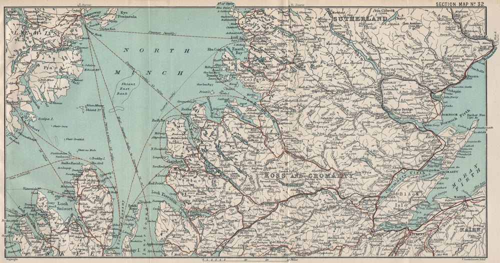 SCOTTISH HIGHLANDS & ISLANDS. Ross & Cromarty Sutherland North Minch 1908 map