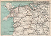 NORTH WALES. Railways, cycling & bus routes. BARTHOLOMEW 1902 old antique map