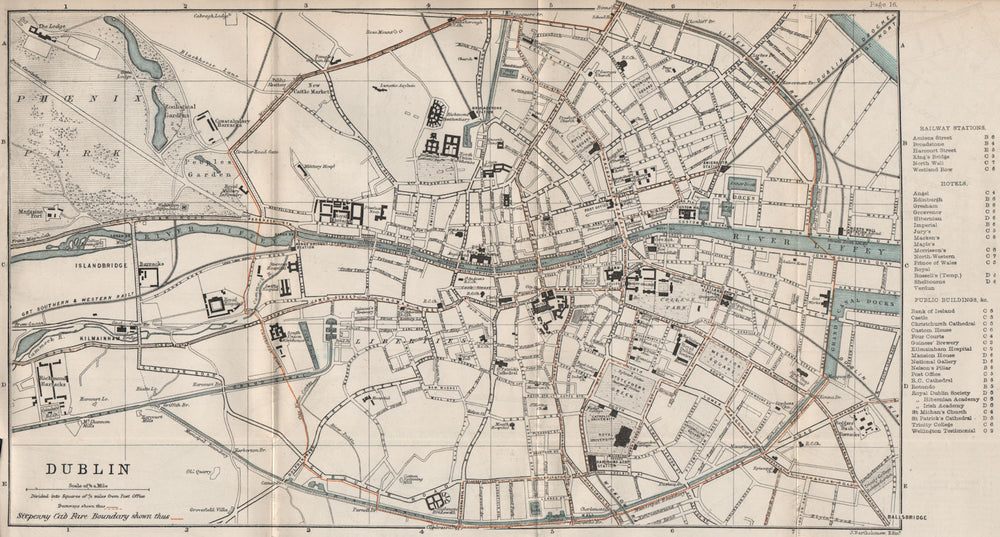 DUBLIN town/city plan. Ireland. BARTHOLOMEW 1887 old antique map chart