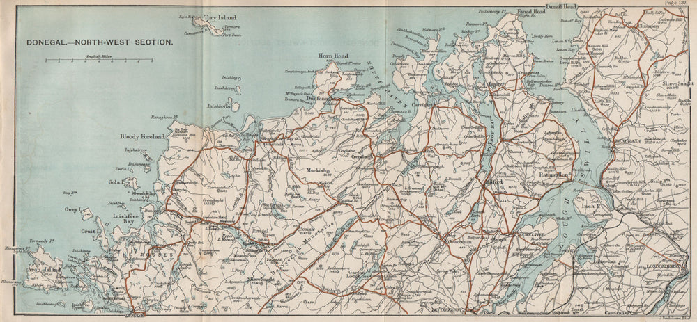 DONEGAL COAST. Glenveagh Dungloe Dunfanaghy Letterkenny. BARTHOLOMEW 1887 map