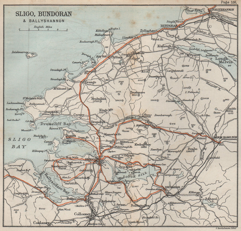 Sligo Bundoran Ballyshannon Lough Gill Ballysodare Bay Drumcliff Bay 1887 map