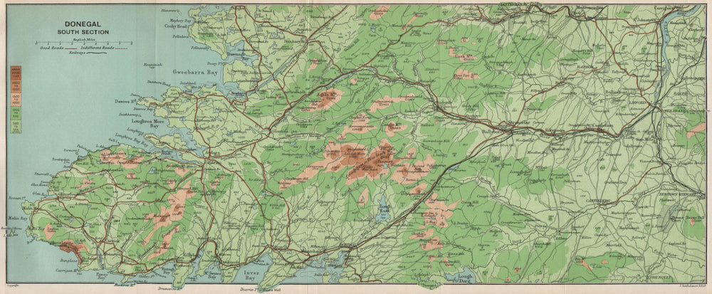 DONEGAL SOUTH Glencolumbkille Lough Eske Barnesmore Crocknamurrin 1902 old map