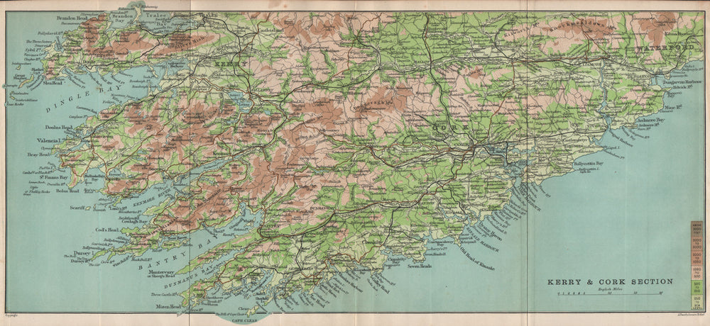 SOUTHERN IRELAND. Munster Kerry Cork Waterford. BARTHOLOMEW 1901 old map