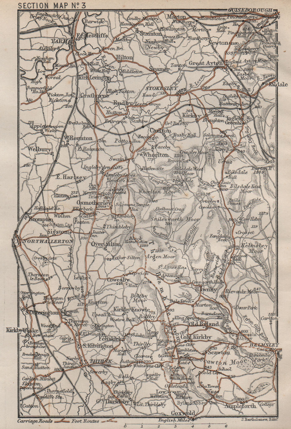 HAMBLETON HILLS. North Yorkshire. Northallerton Helmsley Yarm Thirsk 1893 map