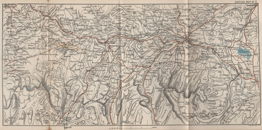 BRECON BEACONS. Llandovery Brecon Fforest Fawr Talgarth. BARTHOLOMEW 1888 map