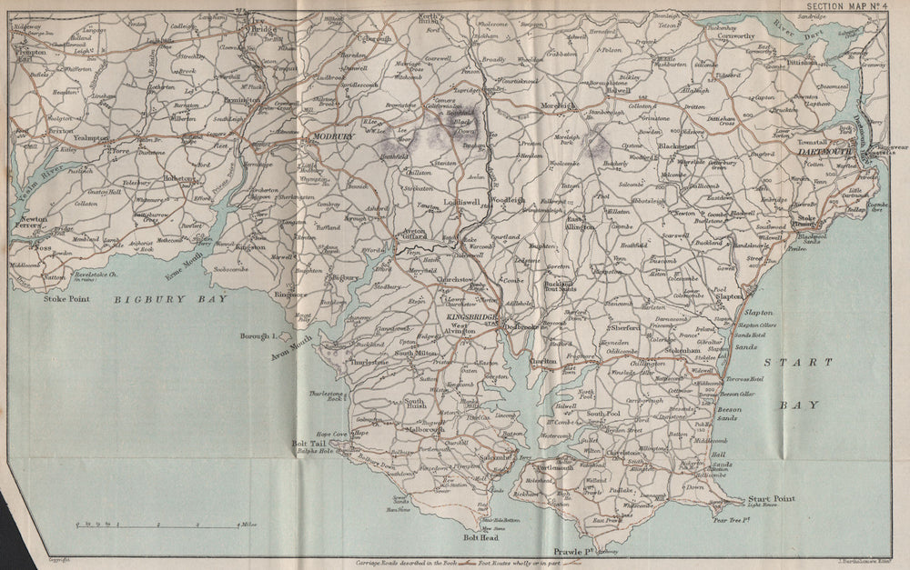 SOUTH HAMS, DEVON. Kingsbridge Salcombe Dartmouth Newton Ferrers 1892 old map
