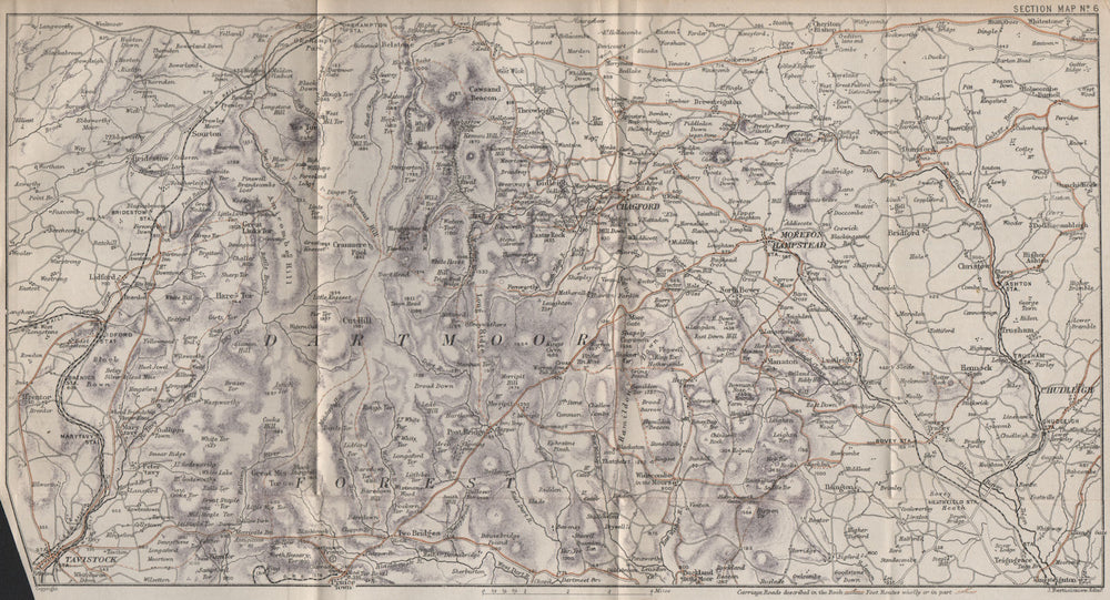DARTMOOR NORTH. Moretonhampstead Okehampton Chagford Bovey Tracey 1892 old map