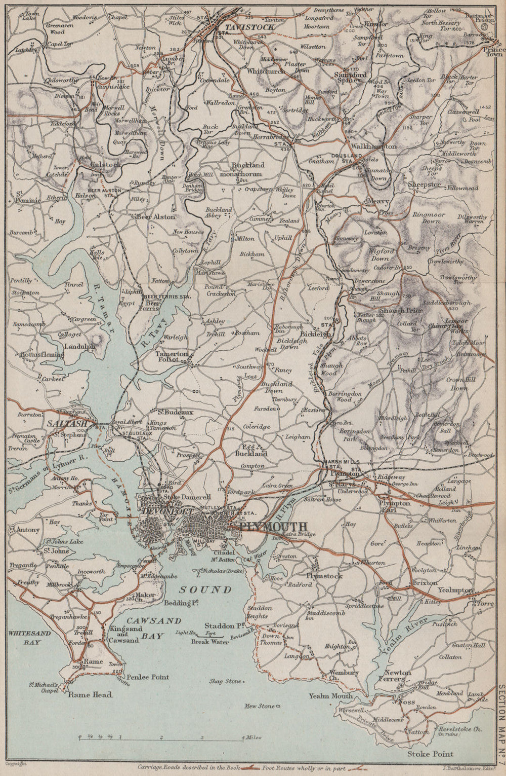 TAMAR ESTUARY. Plymouth Saltash Tavistock Plympton Rame Head 1892 old map