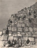 Ascent of the great Pyramid. Egypt 1885 old antique vintage print picture
