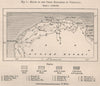 Route of the chief explorers in Cyrenaica. Libya. Tripolitana 1885 old map