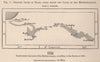 Regions South of Barca lying below sea level. Libya. Awjila Oases 1885 old map