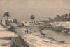 Gabes - View from the Jara Gardens. Tunisia 1885 old antique print picture