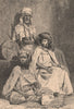 Arab Mendicant, Biskra Negress and El-Kantara woman. Algeria 1885 old print