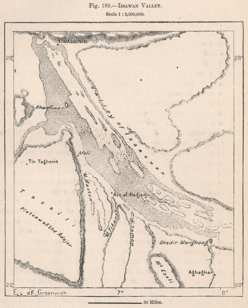 Issawan/Issaouan Valley. Tassili N'Ajjer. Algeria. The Sahara 1885 old map
