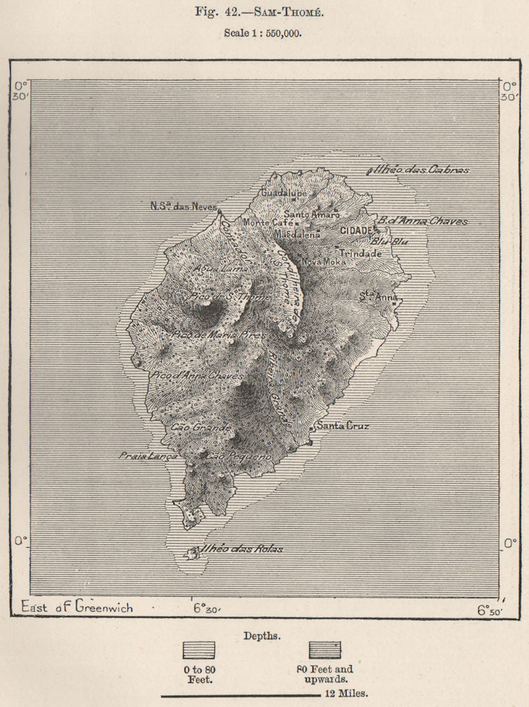 Sao Tomé. Atlantic Islands. South-West African Islands 1885 old antique map