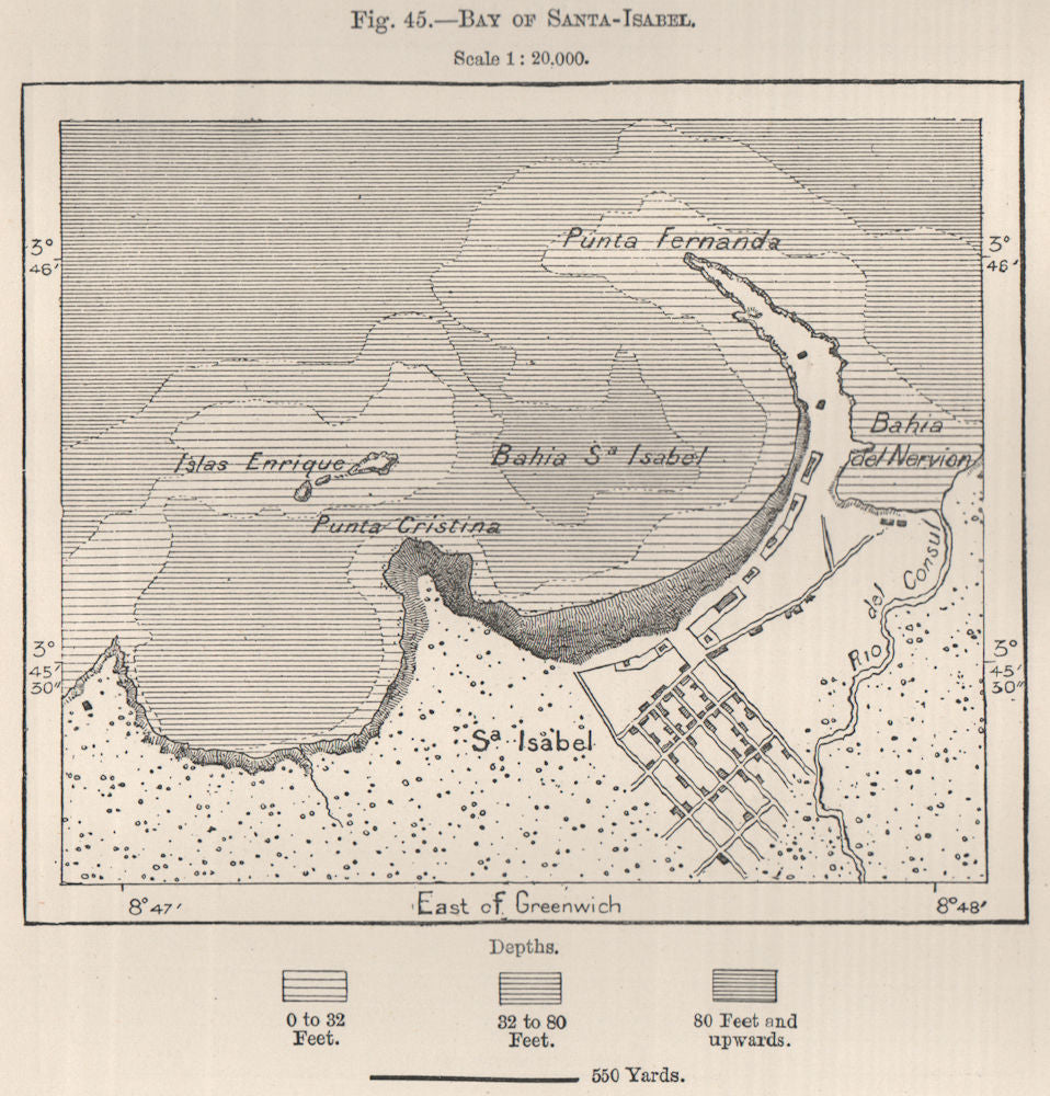 Bay of Malabo (Malabo) . Bioko. Fernando Po/Bioko. Equatorial Guinea 1885 map