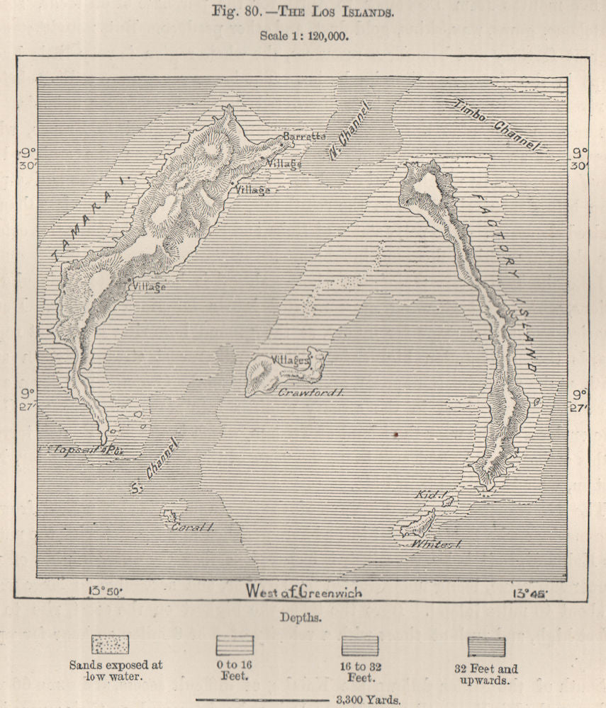 The Los Islands. Îles de Los/Loose Islands. Guinea 1885 old antique map chart