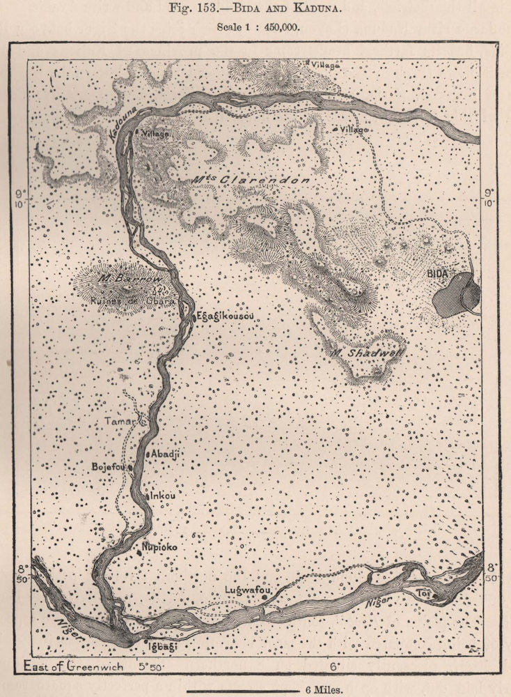 Bida & River Kaduna. Nigeria. The Niger Basin 1885 old antique map plan chart