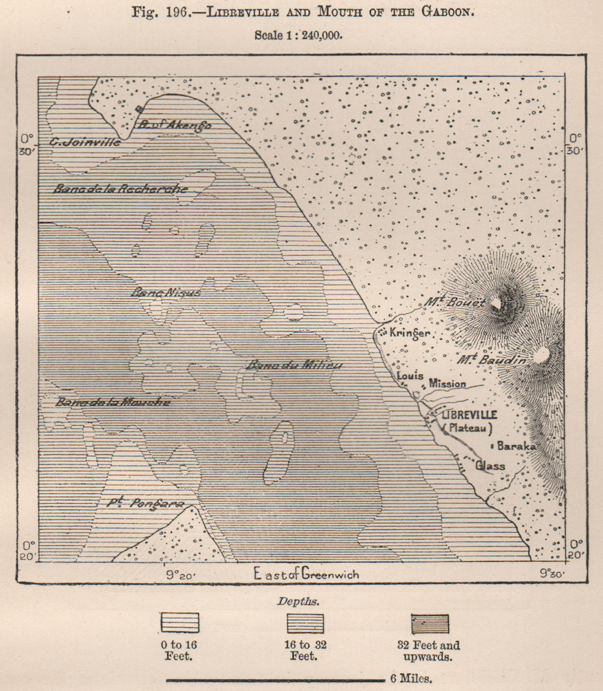 Libreville & mouth of the Gabon. Gabon 1885 old antique vintage map plan chart