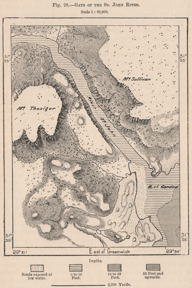 Umzimvubu River Port/Gates of St. Johns Mount Thesiger South Africa 1885 map