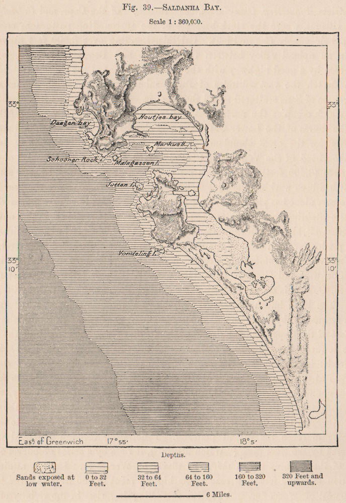 Saldanha Bay. South Africa. Cape Colony 1885 old antique map plan chart