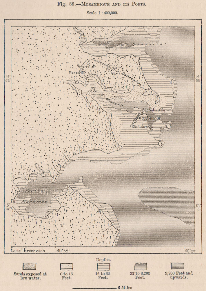 Mozambique and its ports 1885 old antique vintage map plan chart