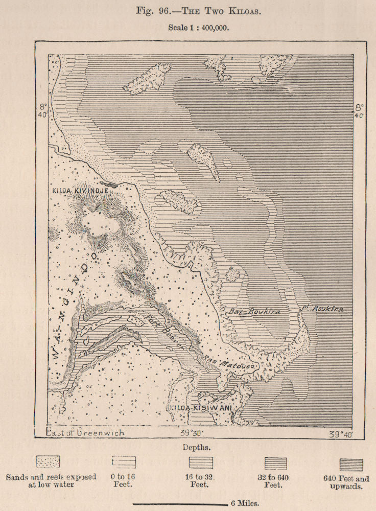 Kilwa Kivinje & Kilwa Kisiwani Island. Tanzania. German East Africa 1885 map