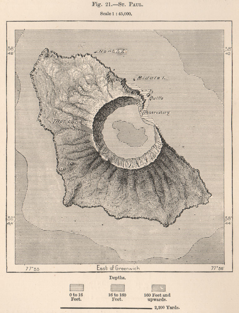 St. Paul. Indian Ocean. French Southern and Antarctic Lands 1885 old map