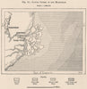 Lower course of the Mahakam river, Kalimantan, Borneo, Indonesia 1885 old map