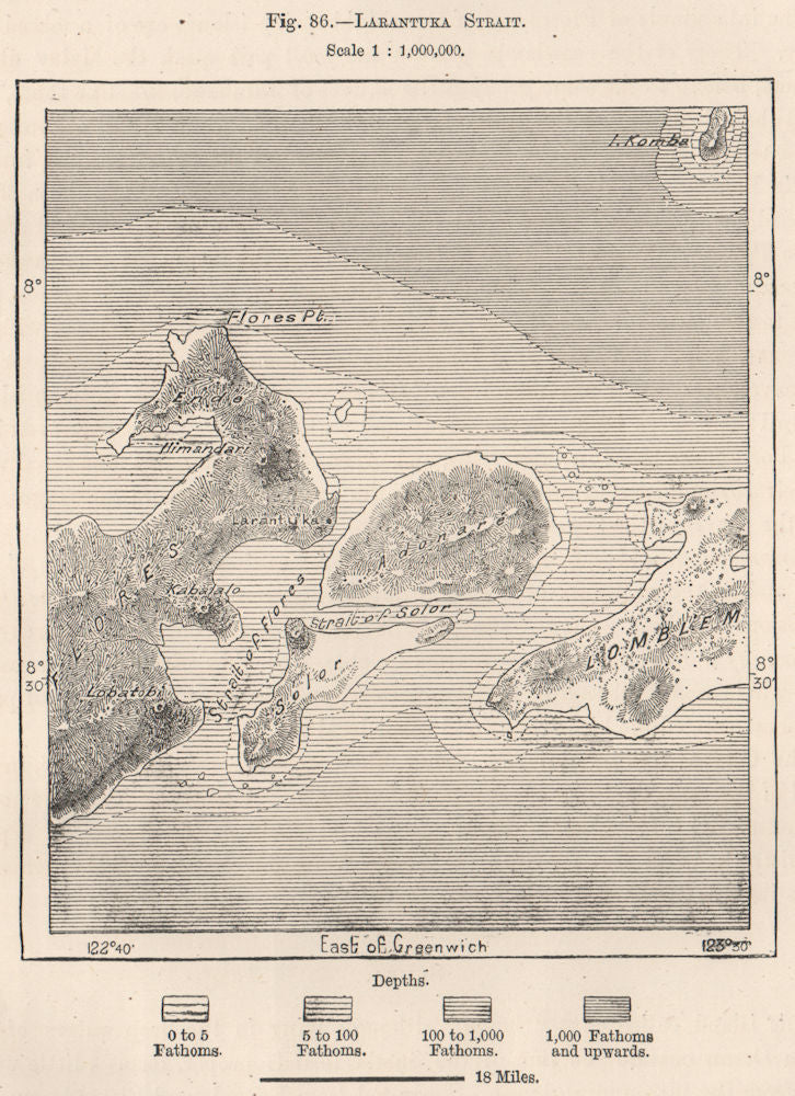 Larantuka Strait. Indonesia. East Indies 1885 old antique map plan chart