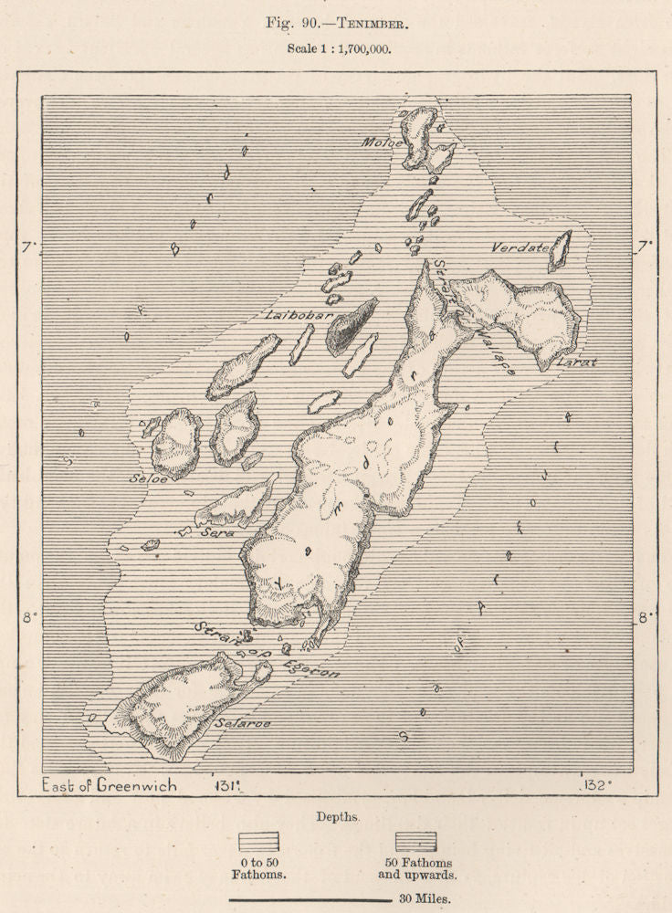 Tanimbar Islands (Timur Laut) Maluku. Indonesia. East Indies 1885 old map
