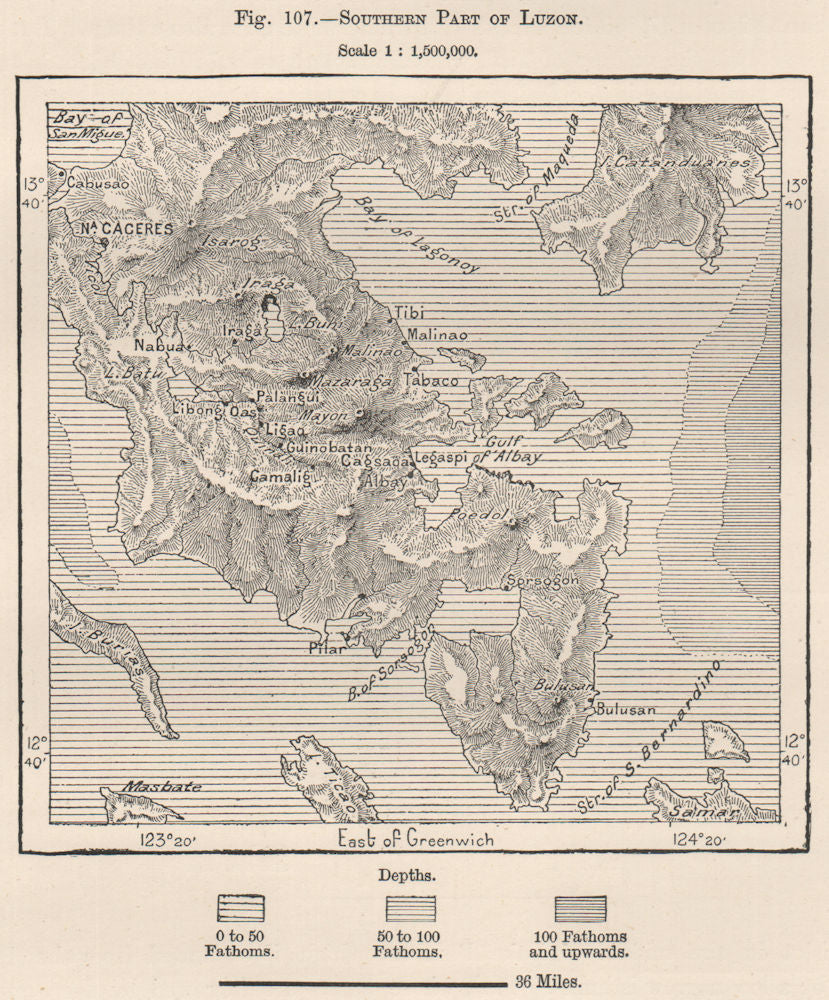 Southern part of Luzon. Philippines 1885 old antique vintage map plan chart