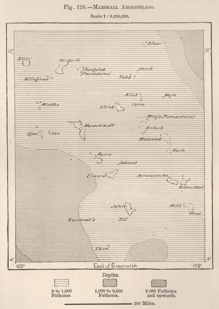 Marshall Islands. Archipelago. Pacific Ocean. Micronesia 1885 old antique map